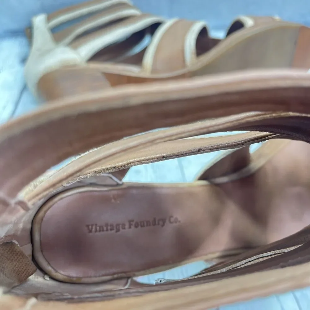 Vintage Foundry Co Fisherman Cage Sandals Women’s 11 Leather Block Heel